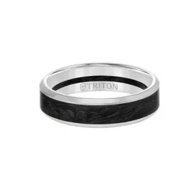 14K White Gold Band with Carbon Fiber Center