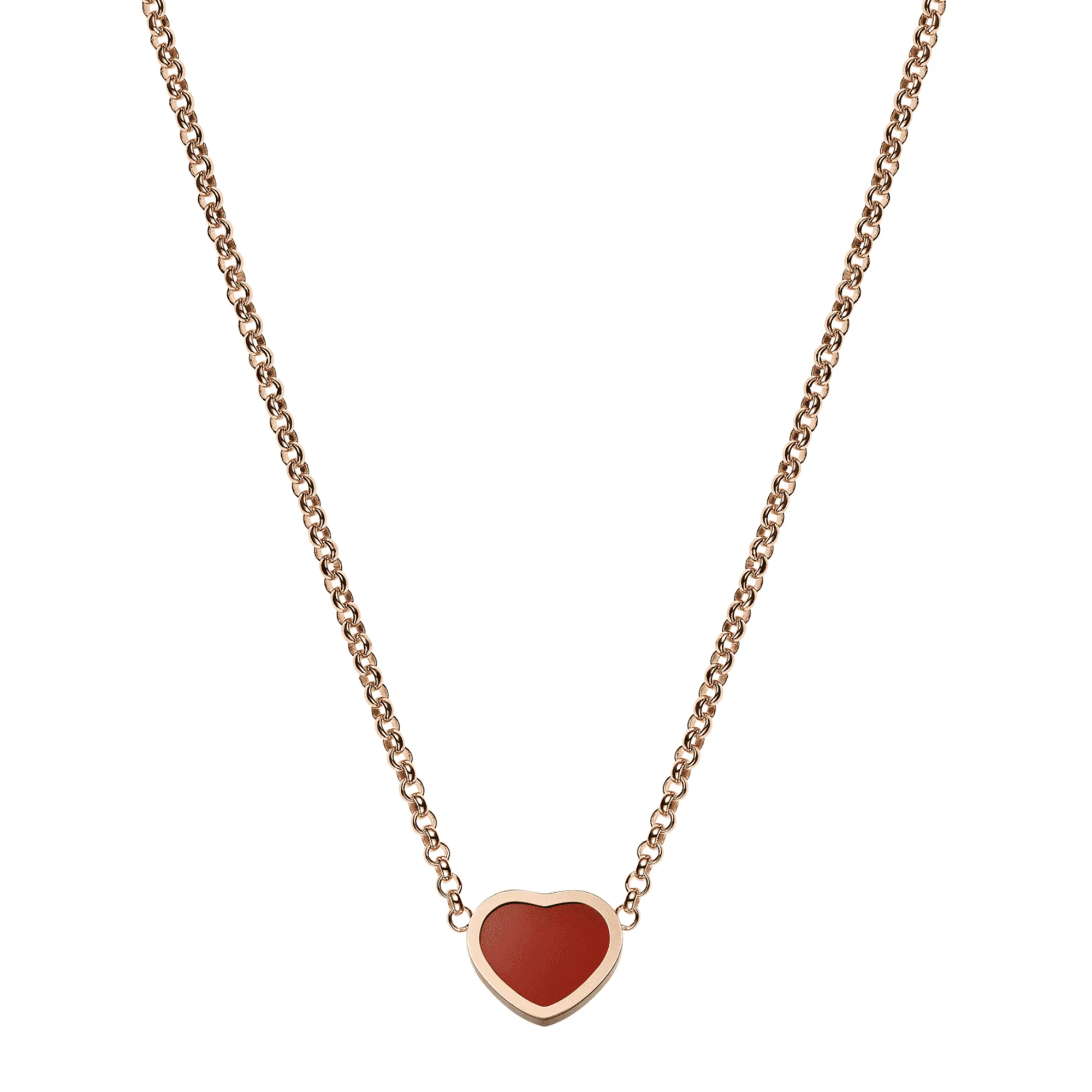 18ct Rose Gold My Happy Hearts Pendant With Carnelian Inlay