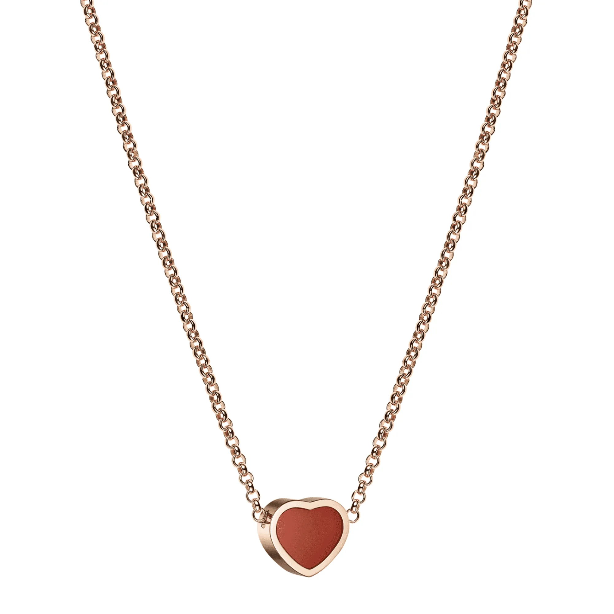 18ct Rose Gold My Happy Hearts Pendant With Carnelian Inlay