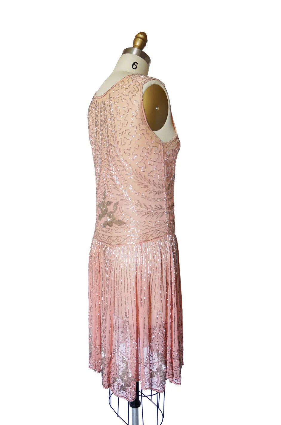 1920s Pale Pink & Silver Beaded Flapper