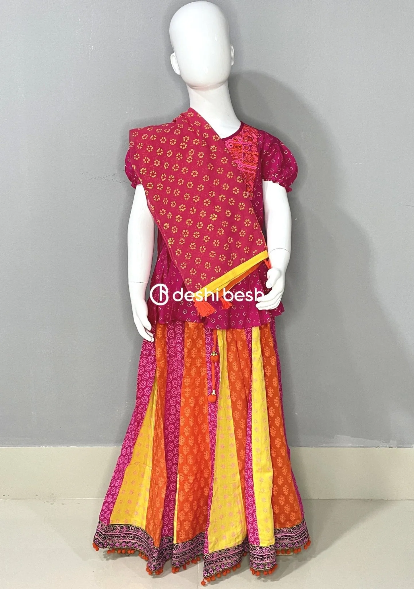 Aarong Printed Embroidered Linen Ghagra Choli