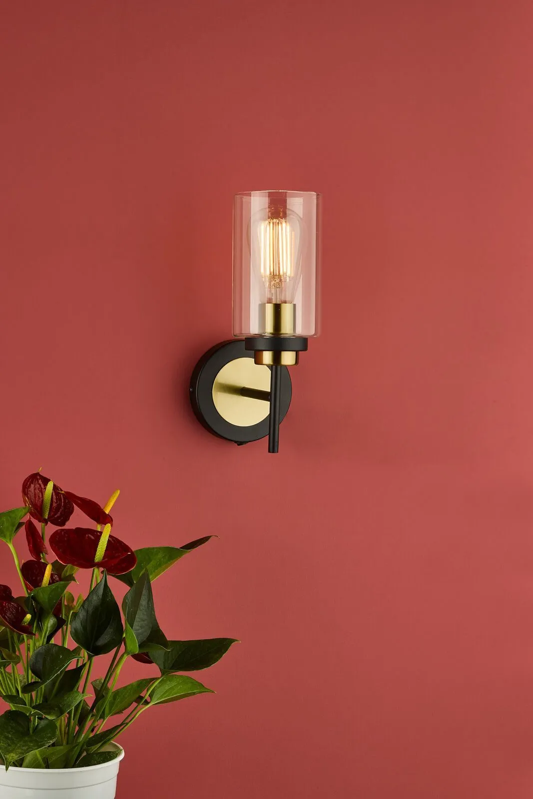 Abel  Wall Light - Satin Black & Gold Finish, IP20