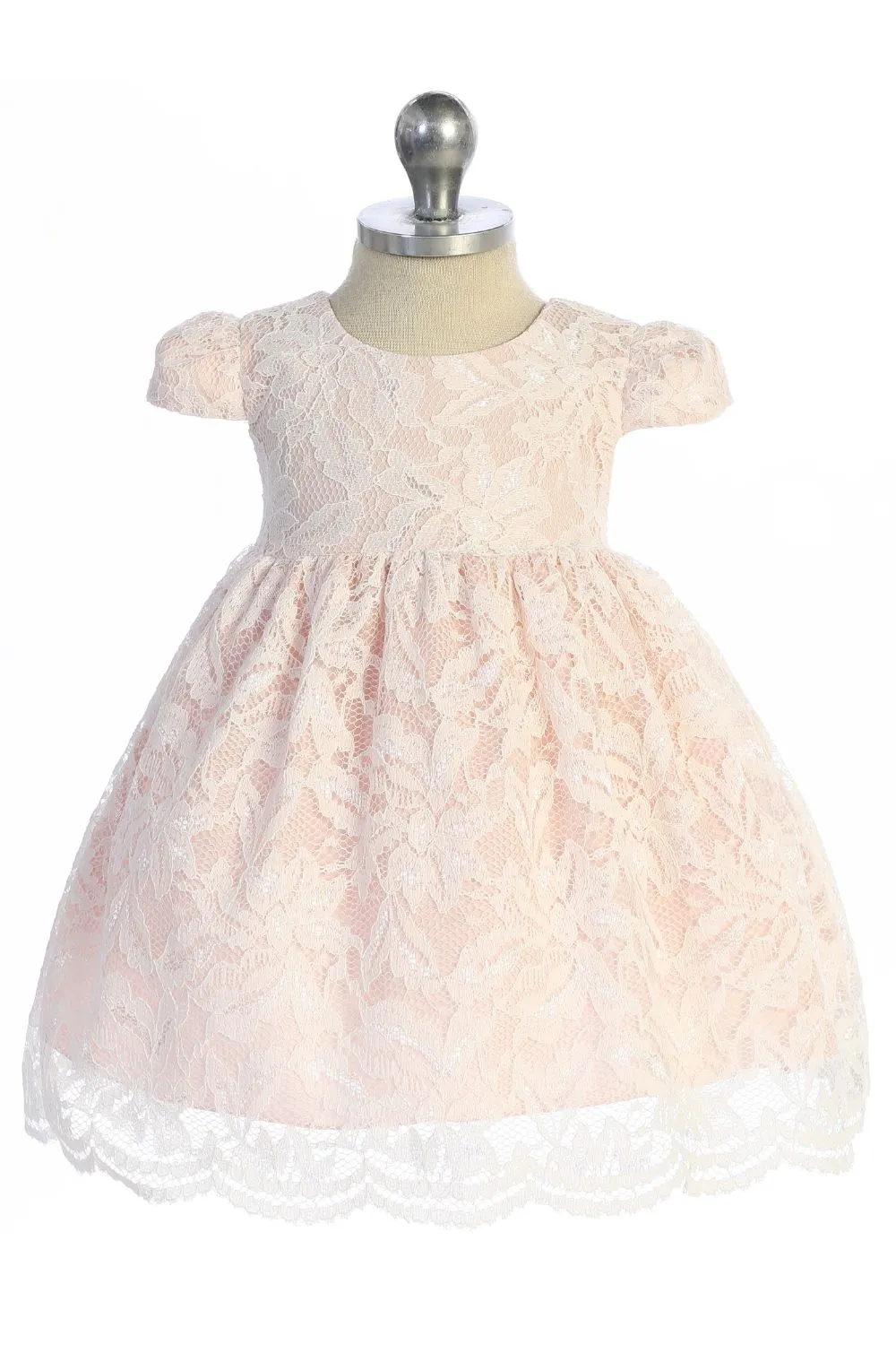 All Lace Baby Dress with V Back & Bow