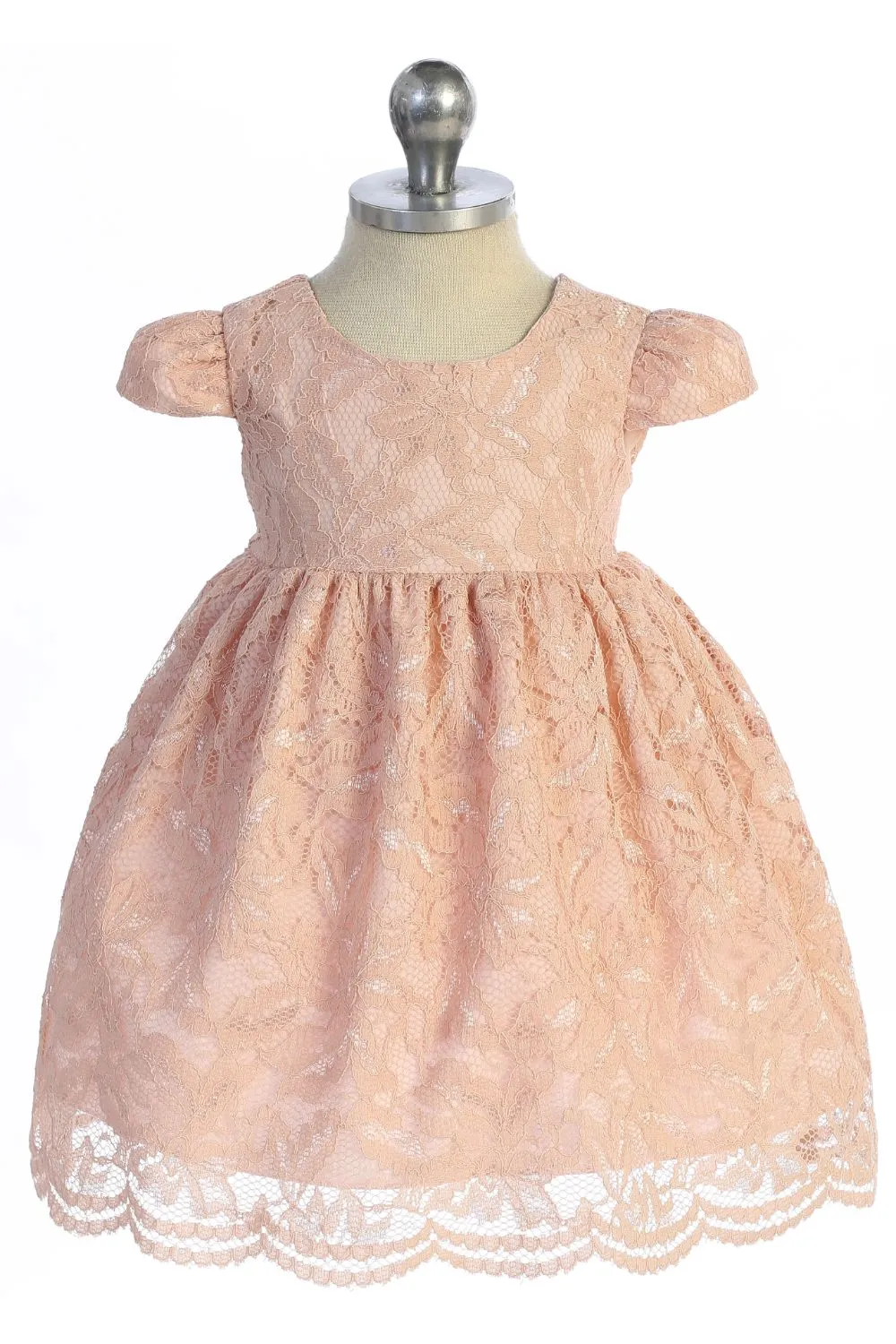 All Lace Baby Dress with V Back & Bow