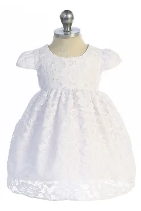 All Lace Baby Dress with V Back & Bow