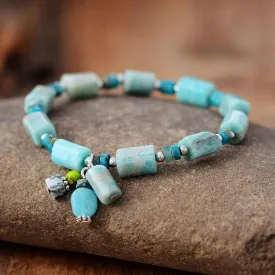 Amazonite & Blue Jasper Beaded Stretchy Bracelet