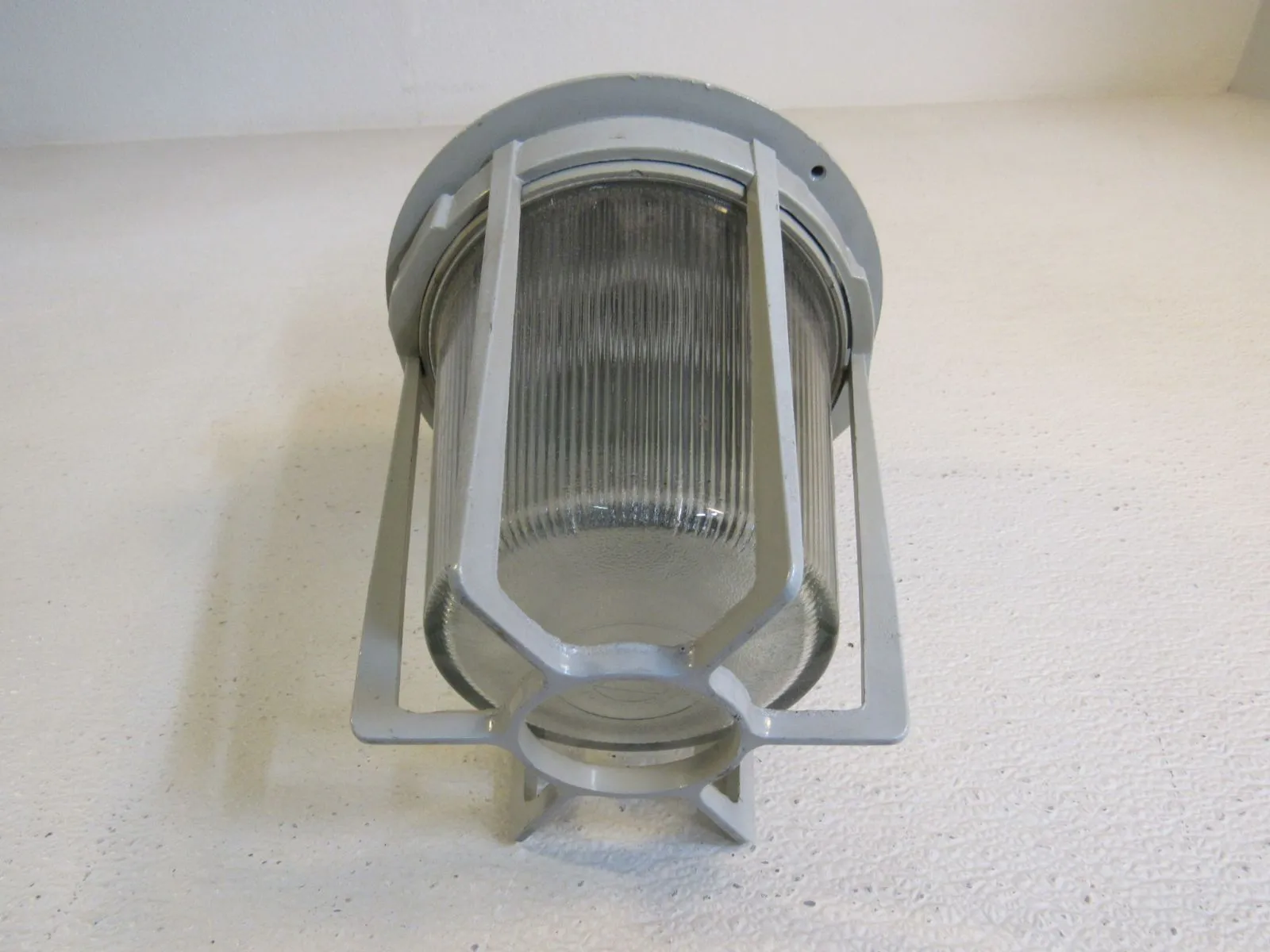 Appleton Electric Caged Outdoor Light Fixture 10in x 8in Gray/White Metal -- Used