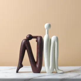 Back-to-back Stickman Sculpture Ceramic Crafts Ornaments