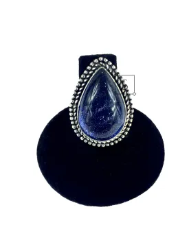 Blue Goldstone Teardrop Ring O.O.A.K.