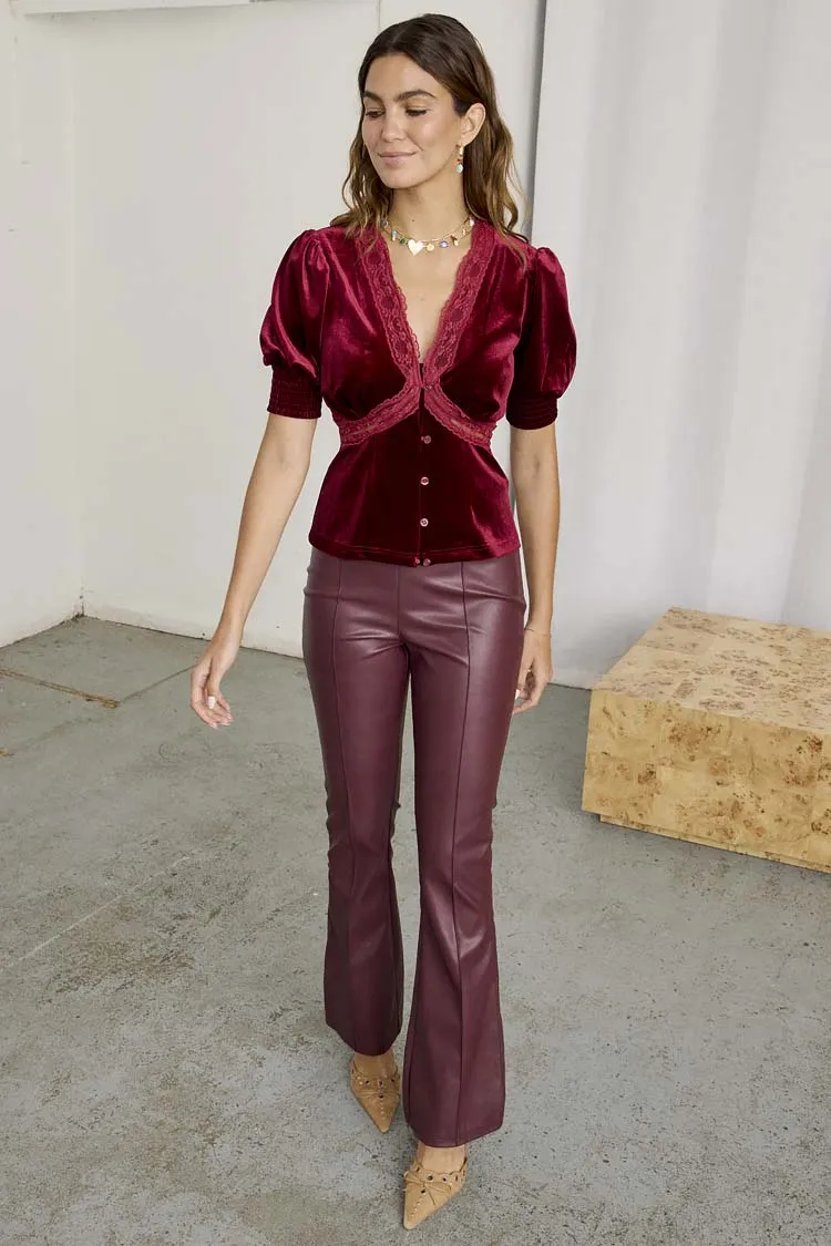 Burgundy Velvet Lindos Top