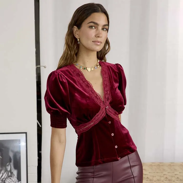 Burgundy Velvet Lindos Top