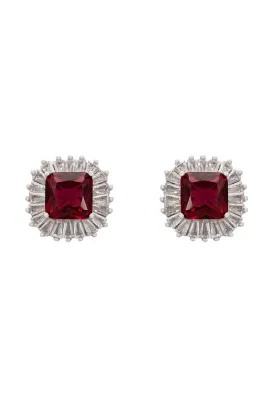 Camilla Stud Earrings Silver Ruby