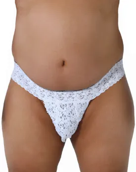 Candyman 99315x  Peek A Boo Lace Thongs White