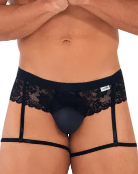 Candyman 99717 Lace Garther Jockstrap Black