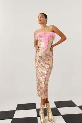 Celia B Lium Exquisite Floral Sequin Skirt and Top Set