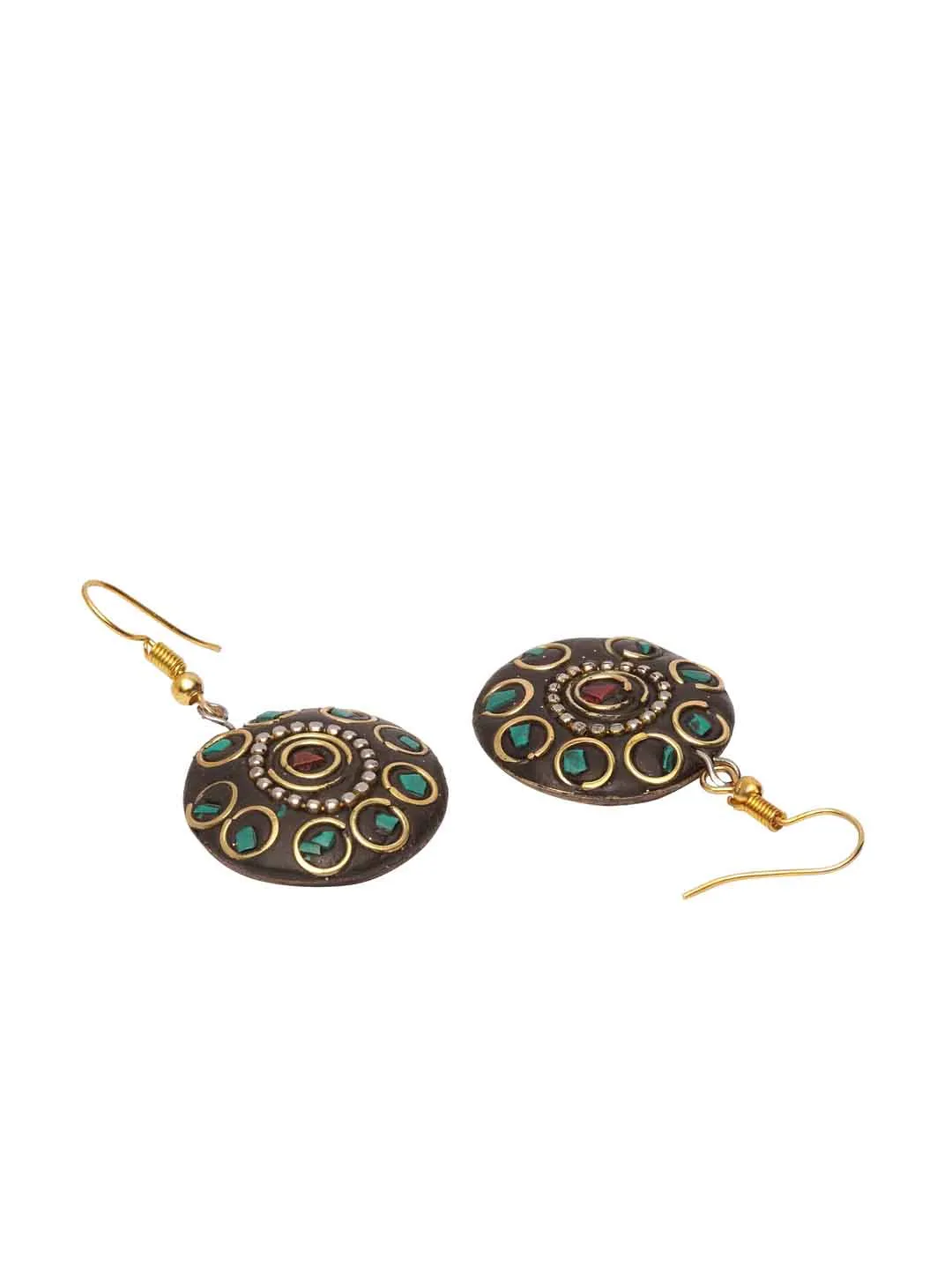 Copper-Plated Black & Green Beaded Jewellery Set