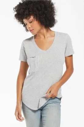 COTTON SLUB POCKET TEE | HEATHER GREY