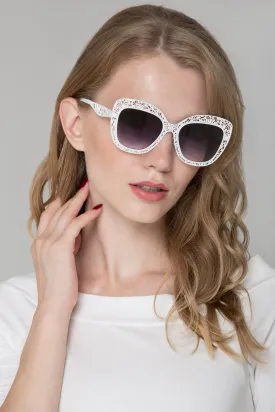 Deema Al Asadi - White Metal Lace Cat Eye Sunglasses