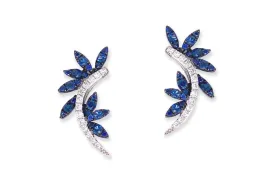 Earrings Wild Look at Me 0.23cts Diamonds & Blue Sapphires 18kt White Gold