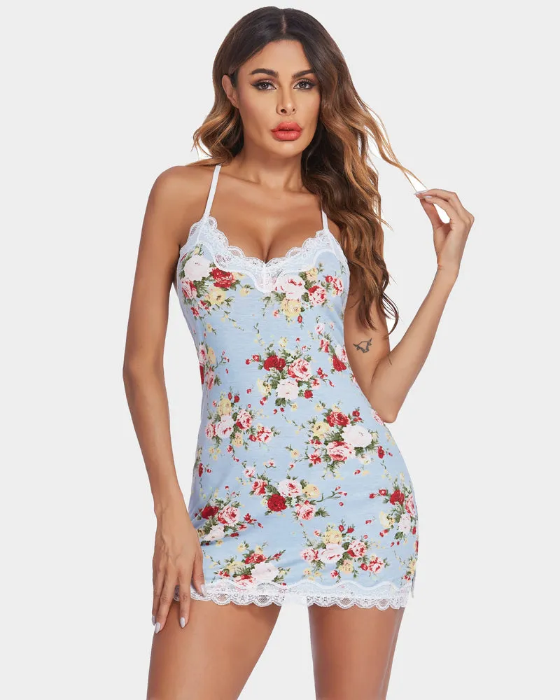 Floral Full Slip Chemise Lingerie