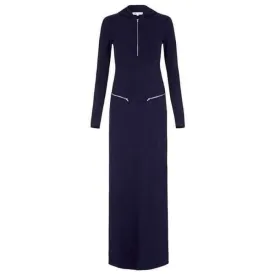 Hood Zipper Dress - Navy