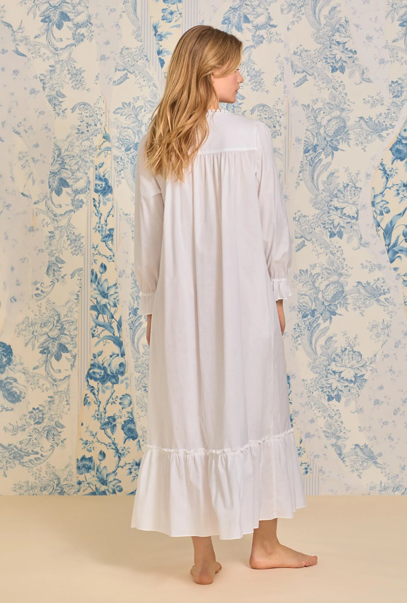 Iconic White Cotton Lawn Button Front Robe