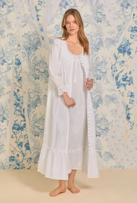 Iconic White Cotton Lawn Button Front Robe