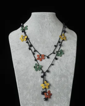 Lariat with Clover Motif -  Burnt Orange, Gold & Forest Green