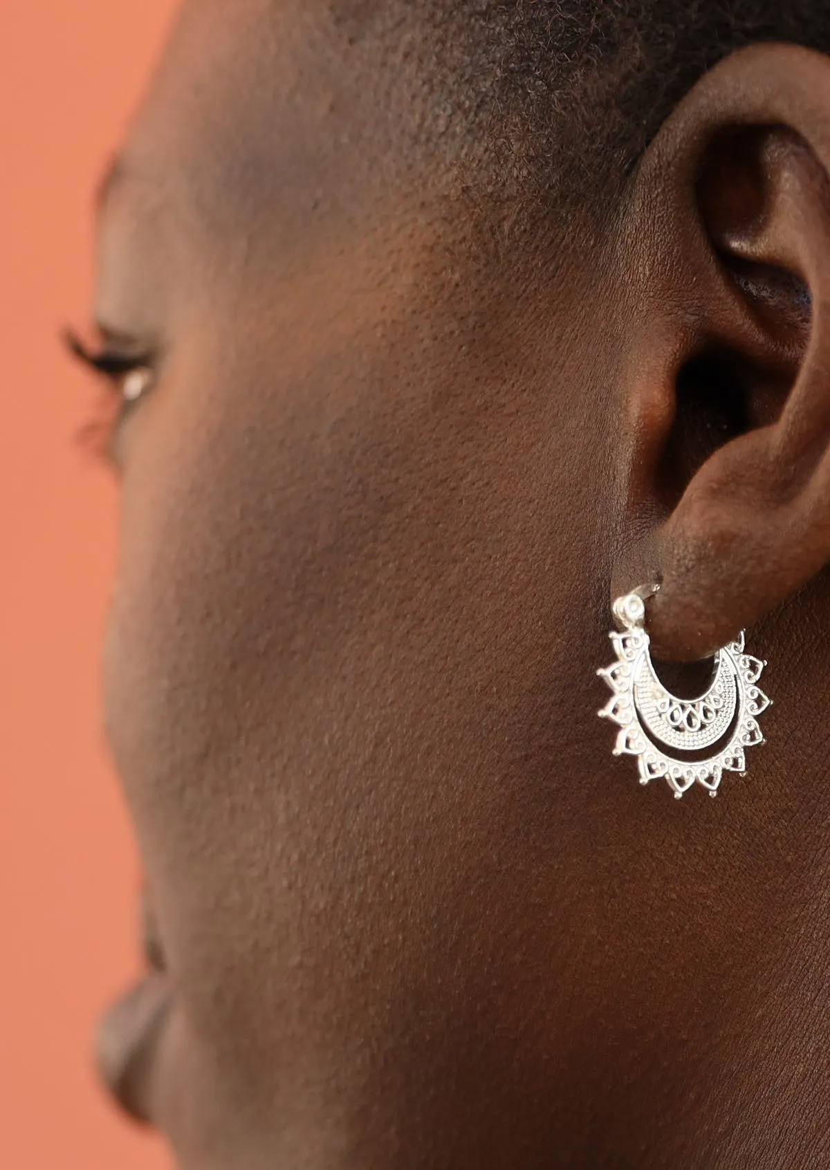 Layered Lace Silver Latch Earrings