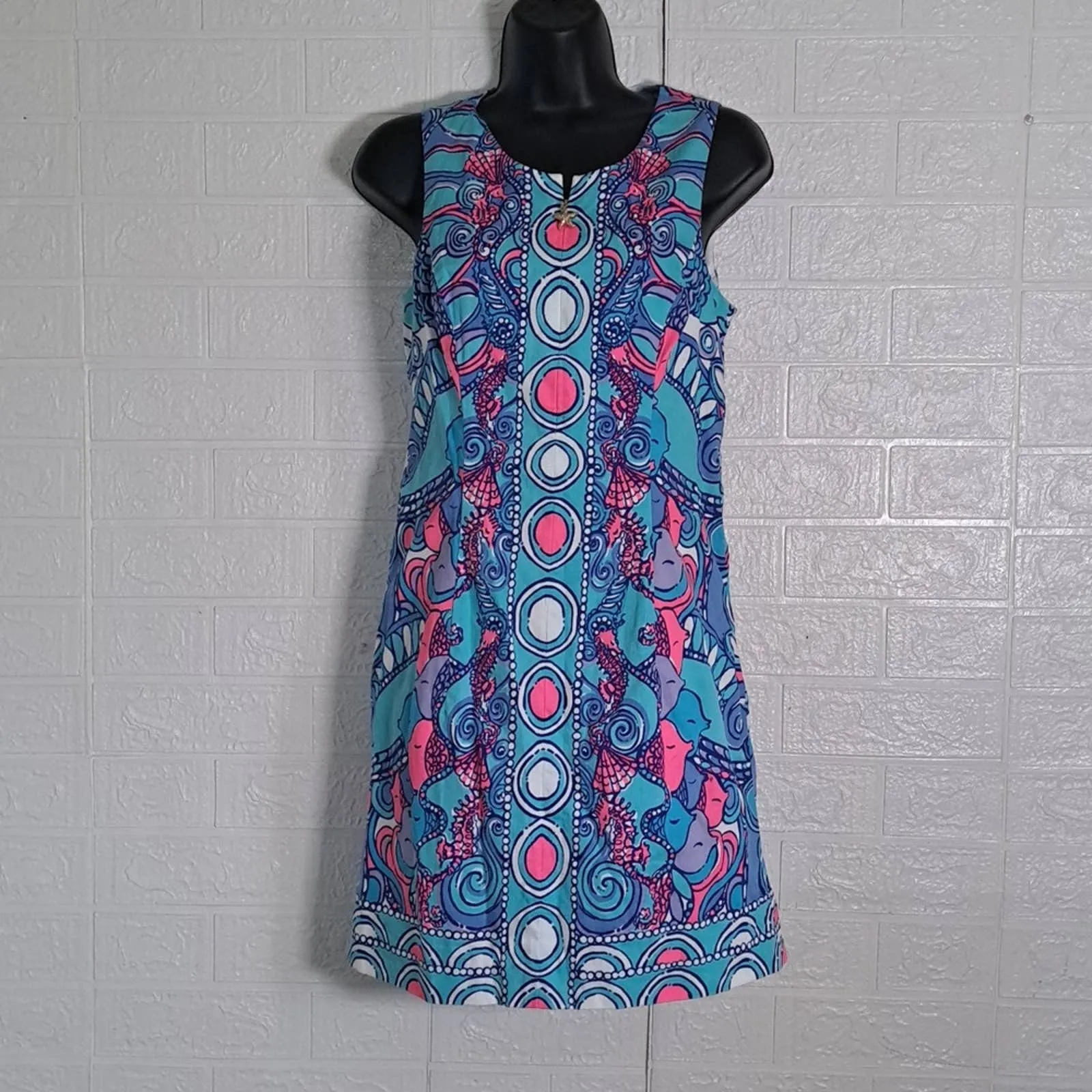 Lilly Pulitzer Blue Abigail Shift Dress Multi Sea Jewels