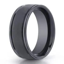 Men's Seranite Beveled Edge Band in Satin Finish | 8mm