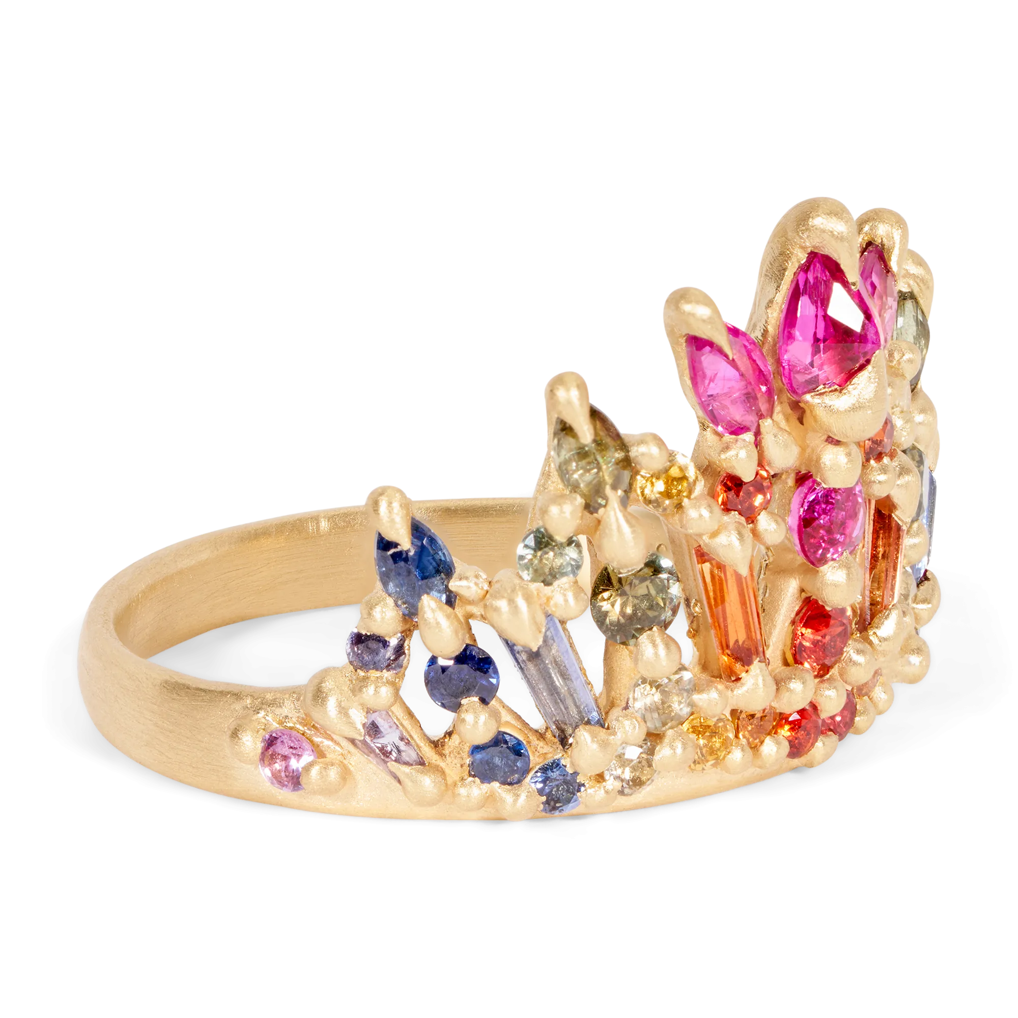 Rainbow Star Bright Short Lace Petal Ring - Size 7 - 11417