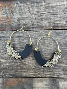 Remix Hoops - Black Sparkle - Acrylic Earrings