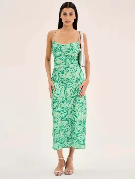 Riviera Midi Dress in Marble Green Print