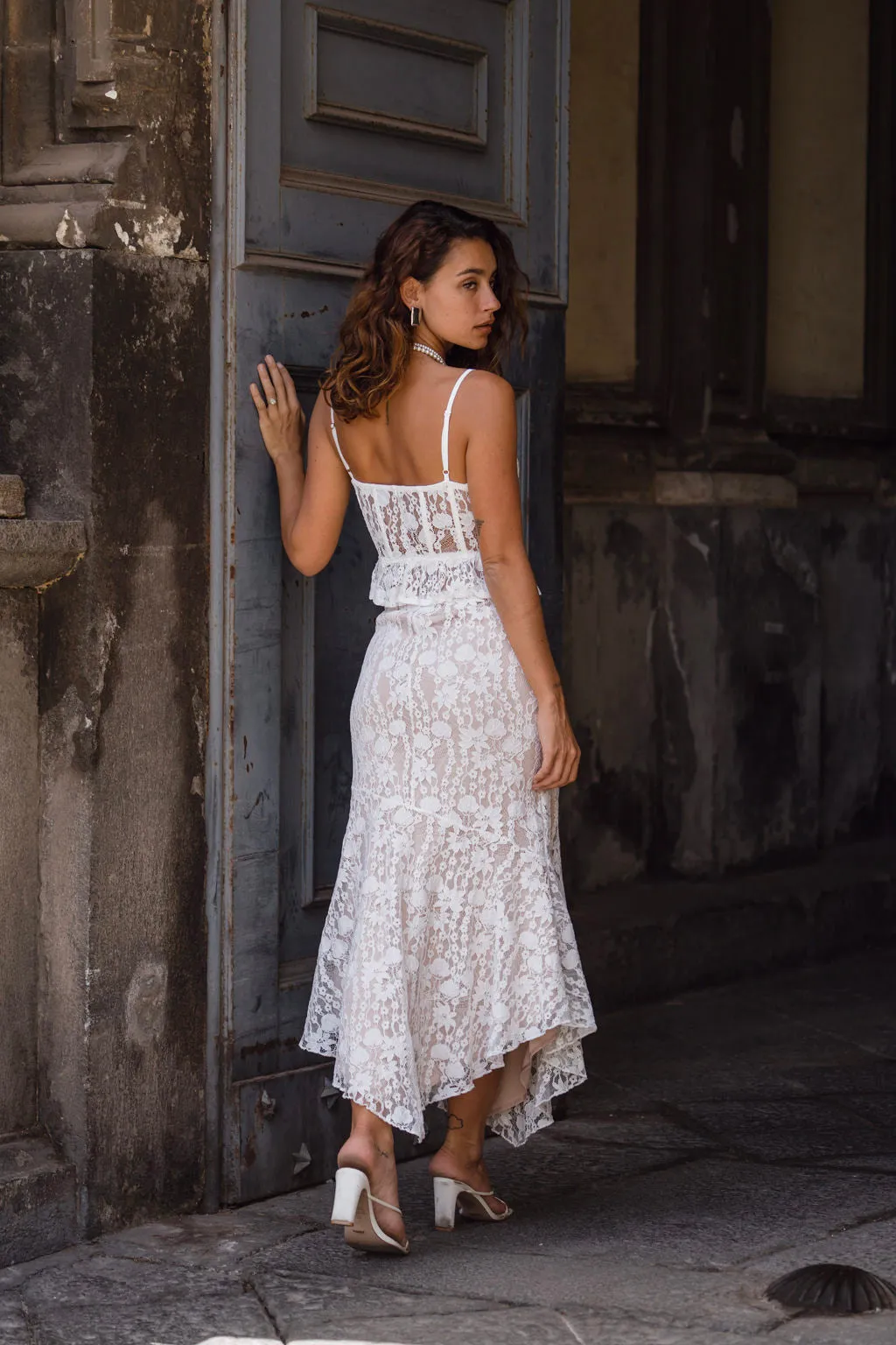 Rosemary White Lace Bustier Top