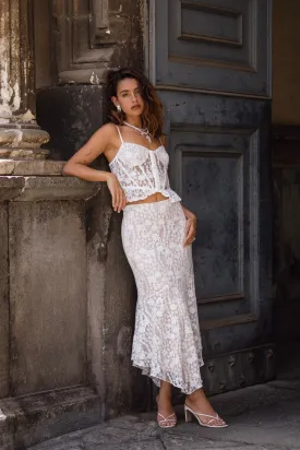 Rosemary White Lace Maxi Skirt