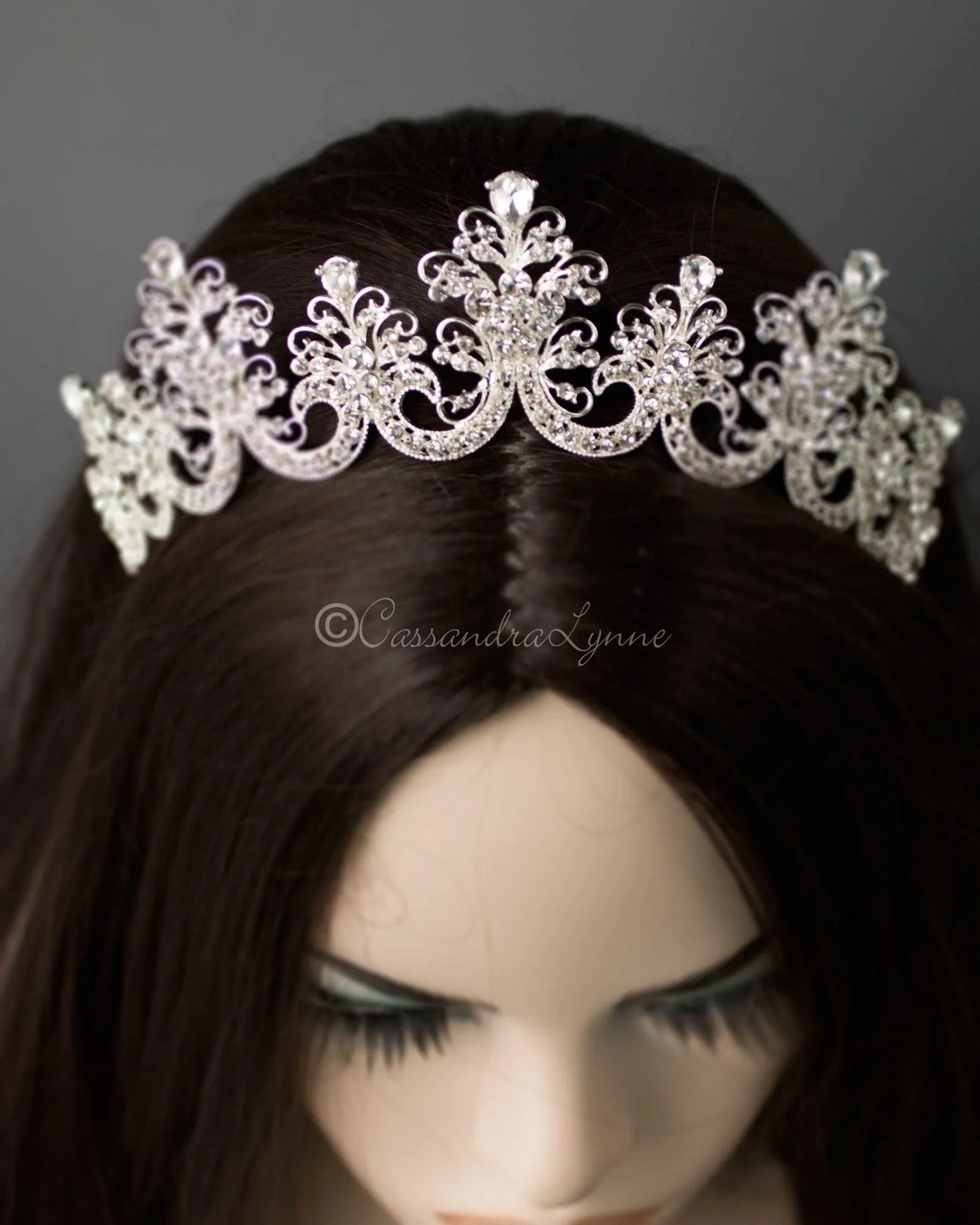 Silver Scalloped Bridal Crown