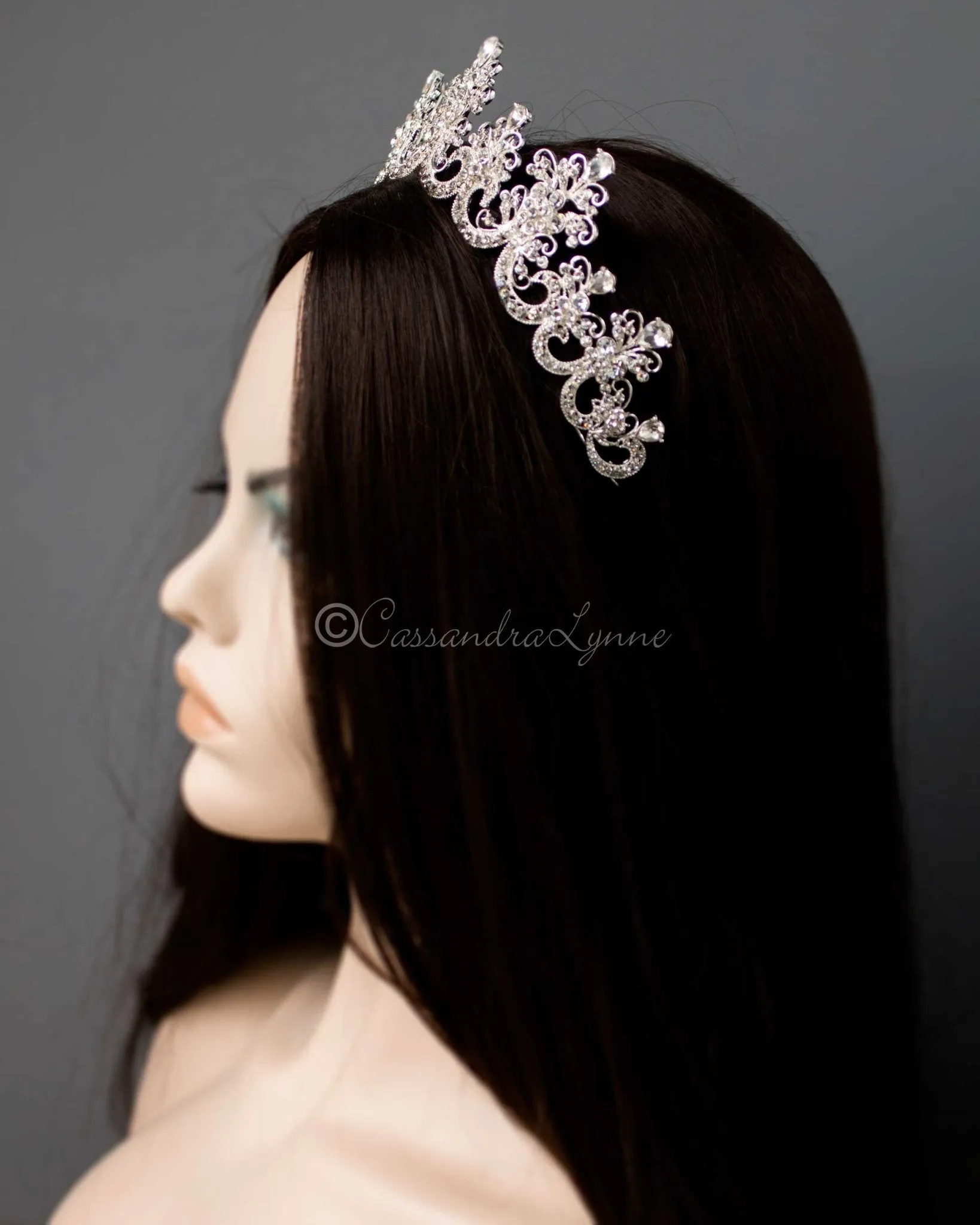 Silver Scalloped Bridal Crown