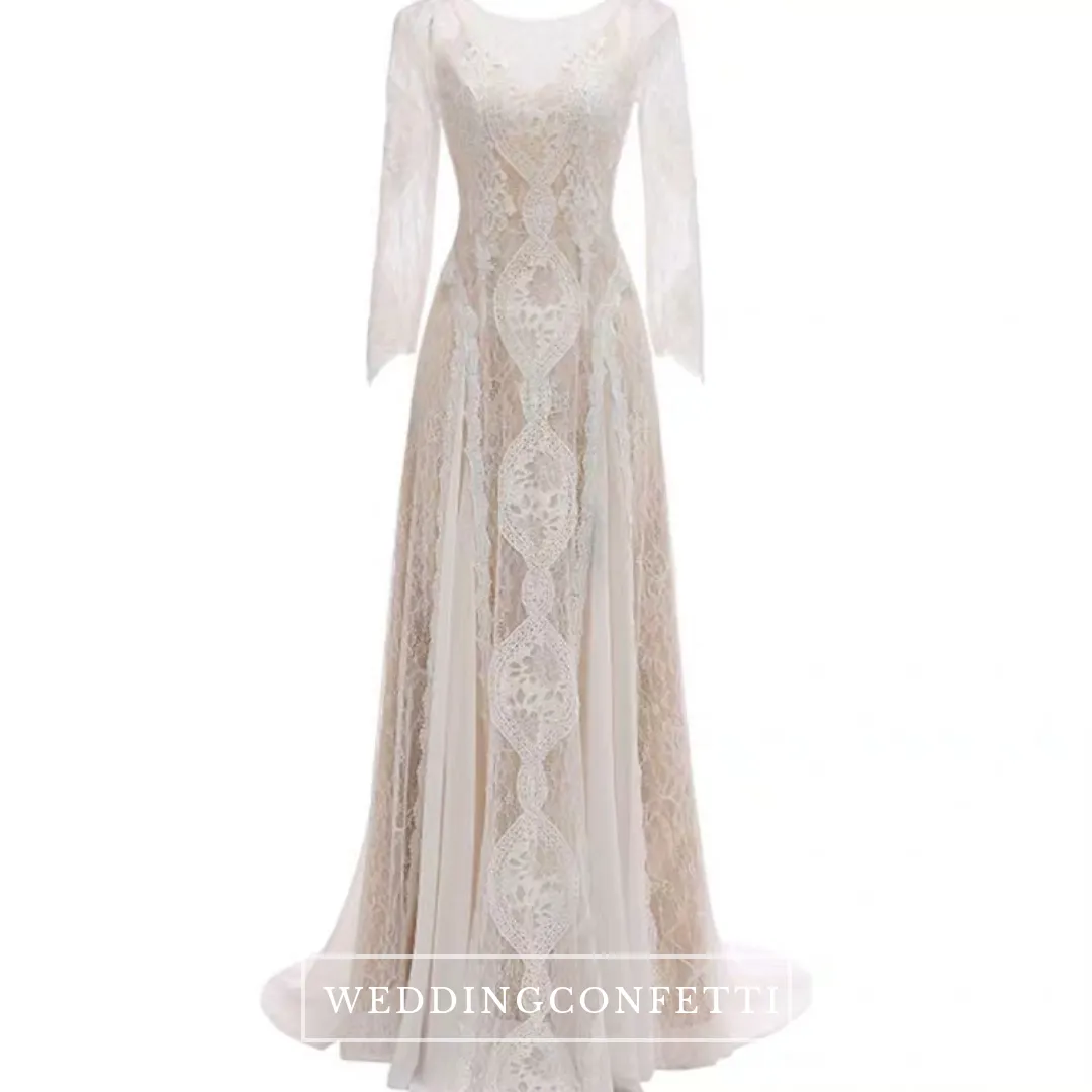 The Jaycayla Wedding Bridal Long Sleeves Chantily Lace Dress Gown