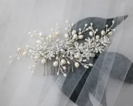 Wedding Hair Comb of Marquise Flowers and Pearls